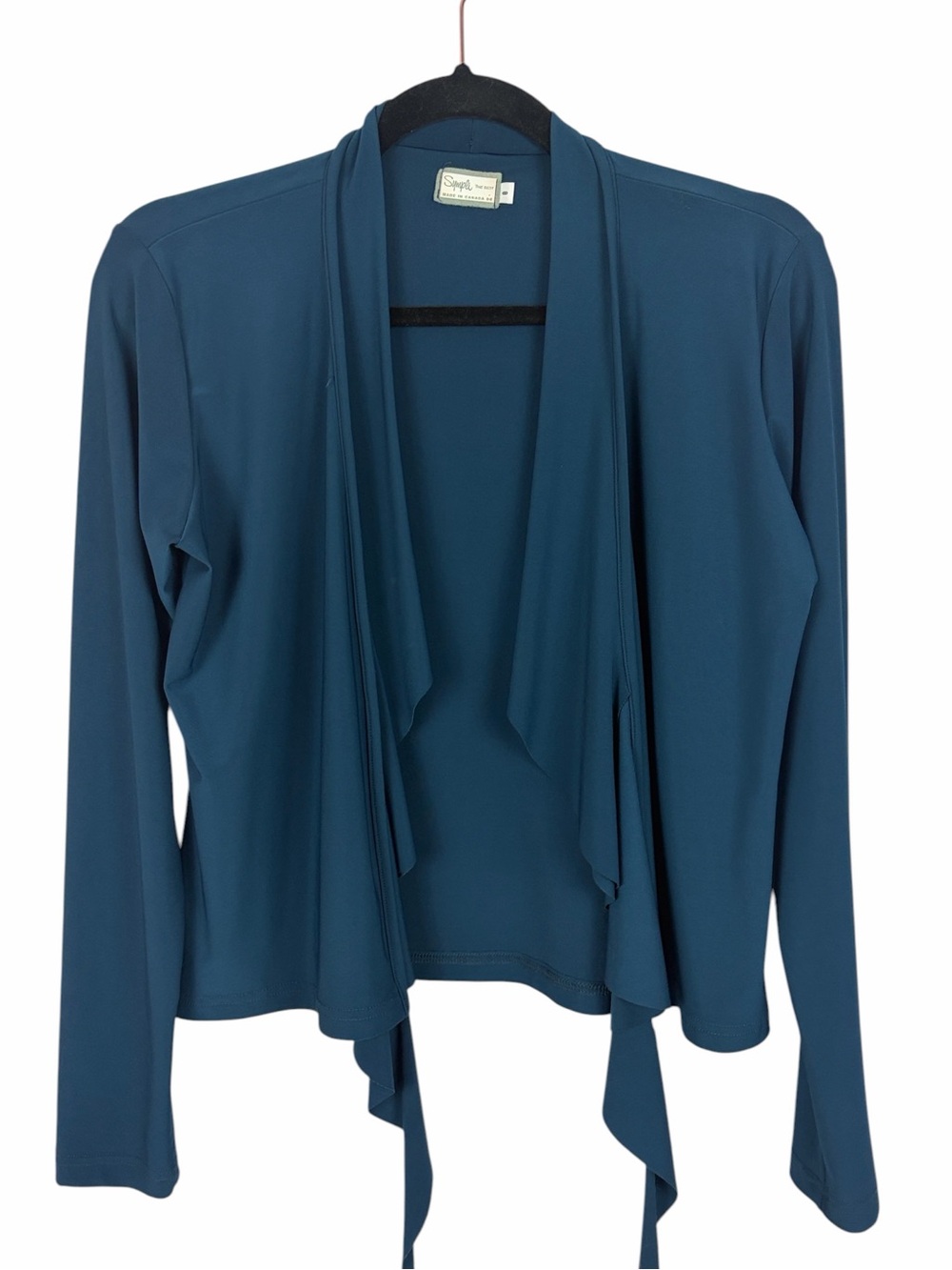Sympli The Best Women’s Open Front Cardigan Size 8 Teal Made in Canada